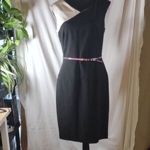 Calvin Klein Sleeveles Black & White Classic Midi Dress - Size 8